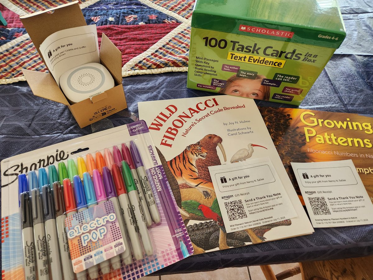 These are the first teacher #clearthelist items I got this year. Thanks anonymous gift giver, former students, and mom! I've already picked out a doorbell chime. #AmazonPrimeDay was good to me, here is a link to my list if anyone else wants to help out, 
amazon.com/hz/wishlist/ls…