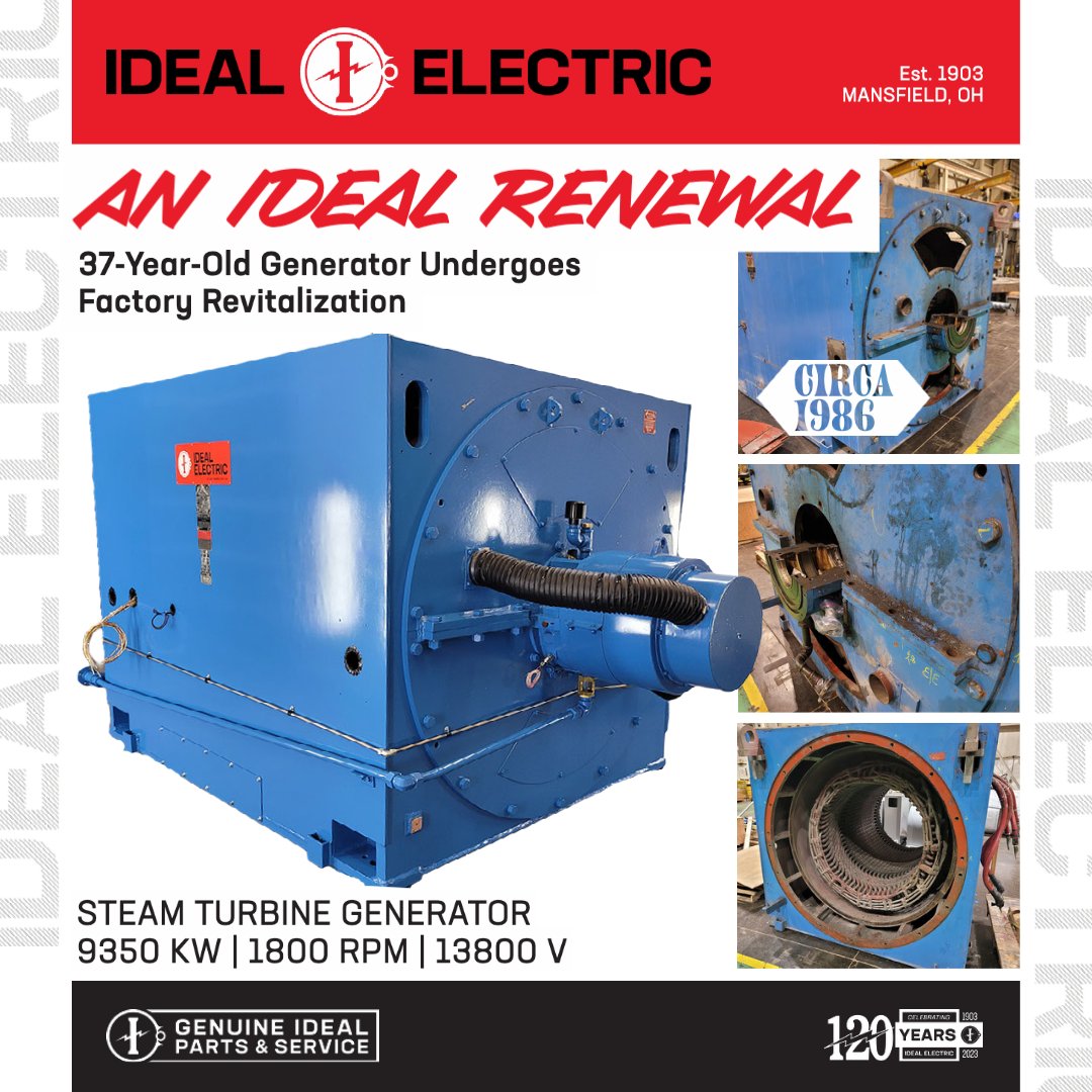 idealelectricco's tweet image. Recently, we welcomed back to our Ohio Works this Brushless Steam Turbine Generator that we built decades ago in May of 1986. This machine has been restored and is far from the end of its life! 

#ElectricGenerator #Remanufacture #GenuineIDEAL #AmericanOwned #AmericanMade