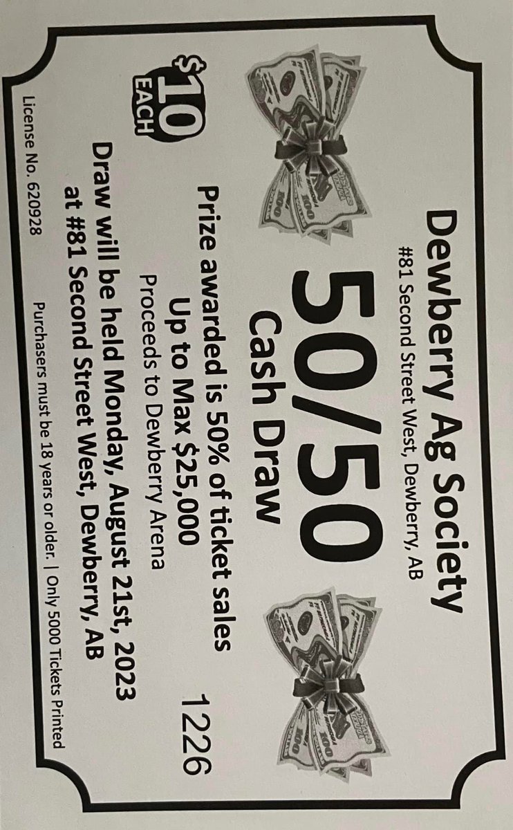 4Goldsmith's tweet photo. Don’t miss out on the @DewberryAg Society’s 9th Annual Bred Heifer Lotto. 50/50 tickets are also available!! Draw date is Aug 21st. Visit https://t.co/qGIJeB3X3z or call (780)871-3677. All proceeds go towards the Dewberry Arena, Thanks for your support!! https://t.co/xeLlPnxAfQ