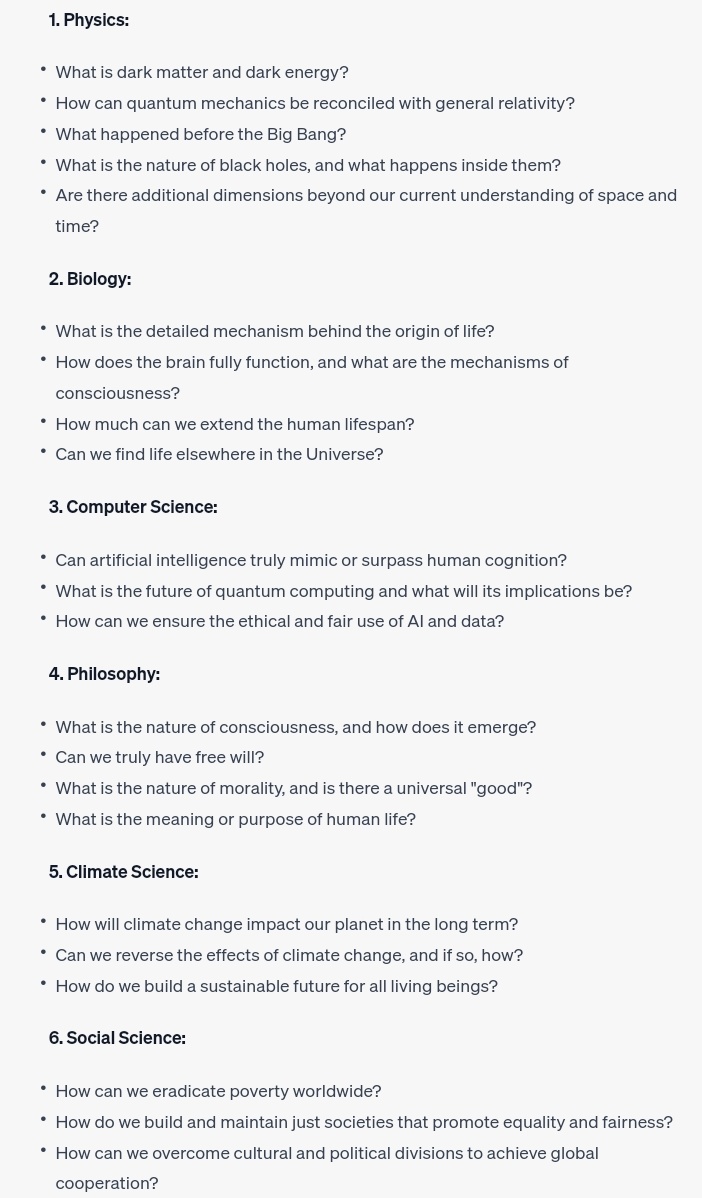 dandanboyy's tweet photo. @xai Here's a list in Physics, Biology, Computer Science, Philosophy, Climate &amp; Social Science https://t.co/y3g12wyGT8