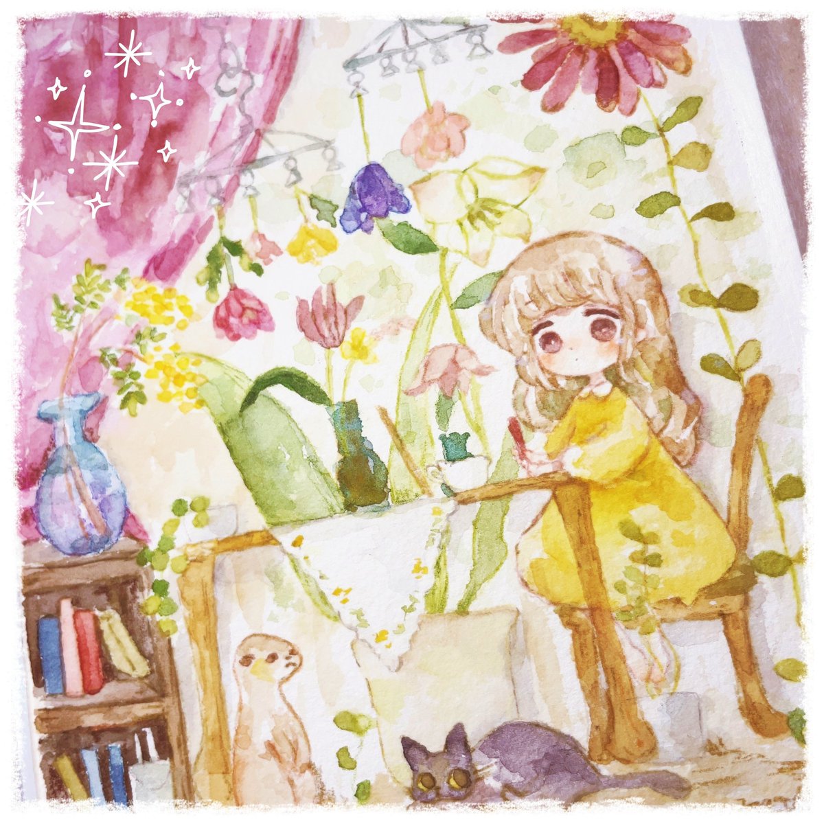 「#作品をみてくださいあわよくばフォローしてください祭 かわいい動物や植物、お菓子」|まめこ@笑顔の咲く展示会2023 3/29~4/3 銀座ミレージャギャラリー　今年も参加します♡のイラスト