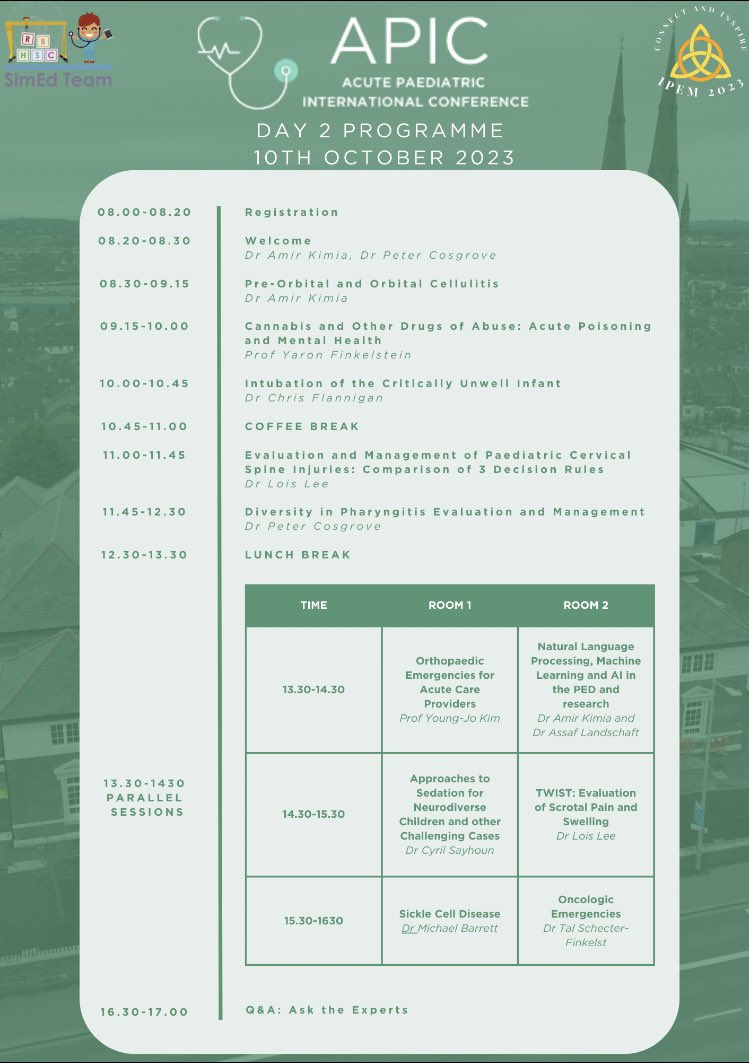 Kids Sim Ed team (@simedrbhsc) on Twitter photo Delighted to announce our collab with @IPEM2023 for our 2 day APIC2023 conference in Belfast this Oct- a truly international 🌍 faculty from <a href="/BostonChildrens/">Boston Children's</a> <a href="/CHI_Ireland/">Children's Health Ireland</a> <a href="/SickKidsToronto/">SickKidsToronto</a> <a href="/PaedEmergencies/">Chris Flannigan</a> <a href="/PERUKItweep/">PERUKI</a> & beyond- registration live ! #paeds Delighted to announce our collab with @IPEM2023 for our 2 day APIC2023 conference in Belfast this Oct- a truly international 🌍 faculty from <a href="/BostonChildrens/">Boston Children's</a> <a href="/CHI_Ireland/">Children's Health Ireland</a> <a href="/SickKidsToronto/">SickKidsToronto</a> <a href="/PaedEmergencies/">Chris Flannigan</a> <a href="/PERUKItweep/">PERUKI</a> & beyond- registration live ! #paeds