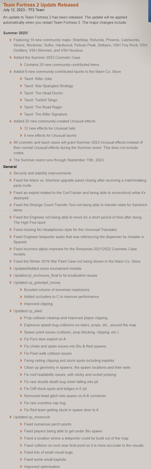 Did TF2 Get Updated? on Twitter "⚠️ Summer 2023 update has been