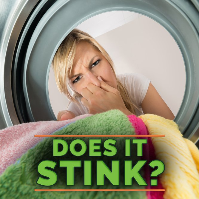 Notice an unpleasant odor on clothes and sheets fresh from the washing machine? It's time to clean it! When the interior smells, there is likely mold in the drainage pipe. To remedy this, run a load of white towels on hot and add a cup of bleach. This helps clear out mold growth!