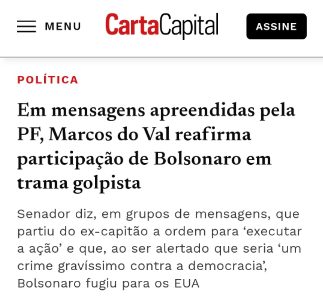 jandira_feghali's tweet photo. Em mensagens encontradas em seu celular apreendido pela PF, o senador Marcos do Val diz a interlocutores que foi “convidado” por Bolsonaro a participar do golpe. E que, ao alertar de que o crime contra a democracia seria considerado gravíssimo, o Inelegível fugiu para Miami com medo da prisão. A cada dia, juntamos mais peças deste quebra-cabeça. E a imagem que surge é a de Bolsonaro.