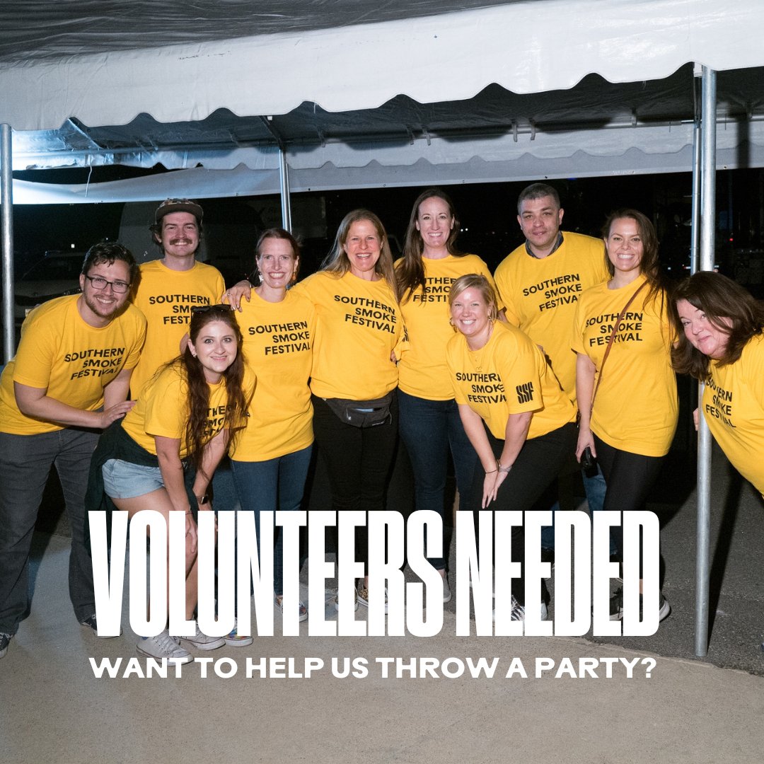 One thing we love about hosting the Southern Smoke Festival are the amazing volunteers who help us throughout the event! So, we're looking for several friends like you to volunteer during our massive two-day celebration. Interested? ➜ southernsmoke.formstack.com/forms/ssf23_vo…