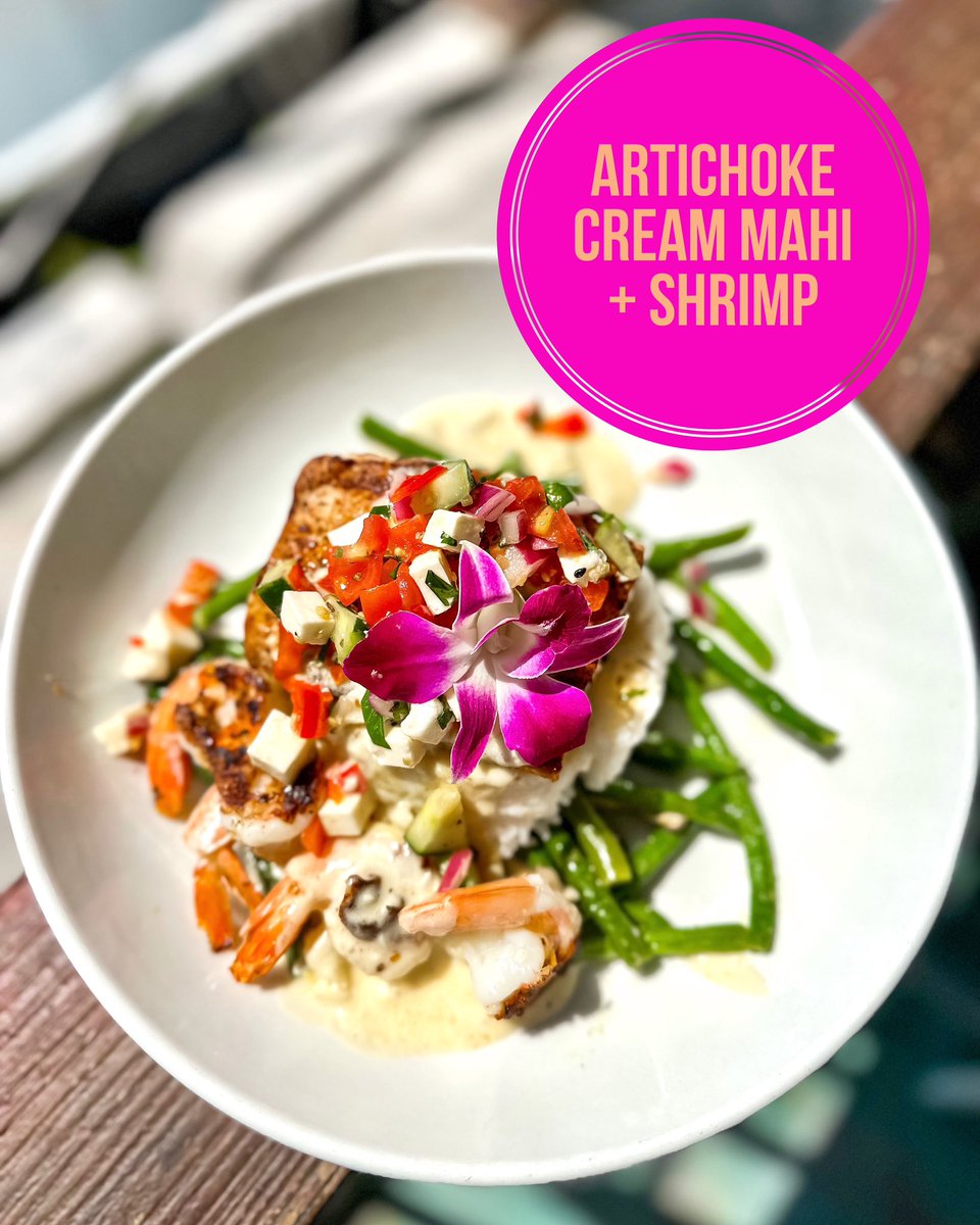 RustyBellies's tweet photo. Wednesday Dinner Special 

Blackened shrimp and mahi over jasmine rice and green beans. Drizzled with artichoke cream sauce and topped with a cucumber salad. 

#boat2bellie #dinnerspecial #seafoodie #tarponsprings #feedfeed #tasty https://t.co/oDttddOcKj