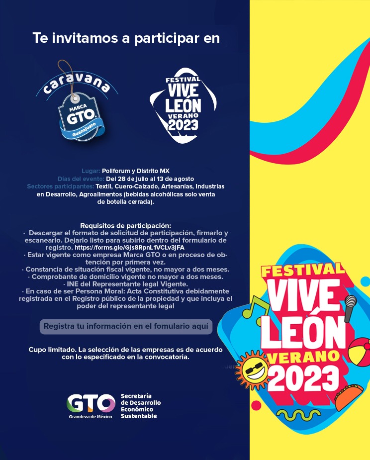economiagente's tweet photo. 🎆¡No te quedes fuera de @FeriaDeLeon Verano 2023!
📢Atención empresarios y empresarias @marcagto 🏷️
⬇️ Descarga el formato y escanéalo: https://t.co/OxCjeiAgvK
✍🏽 Registrate: https://t.co/bZ1b1JiA4N
#ConsumeLocalGto
#GTO #GrandezaDeMéxico https://t.co/fNNwtS7Aal