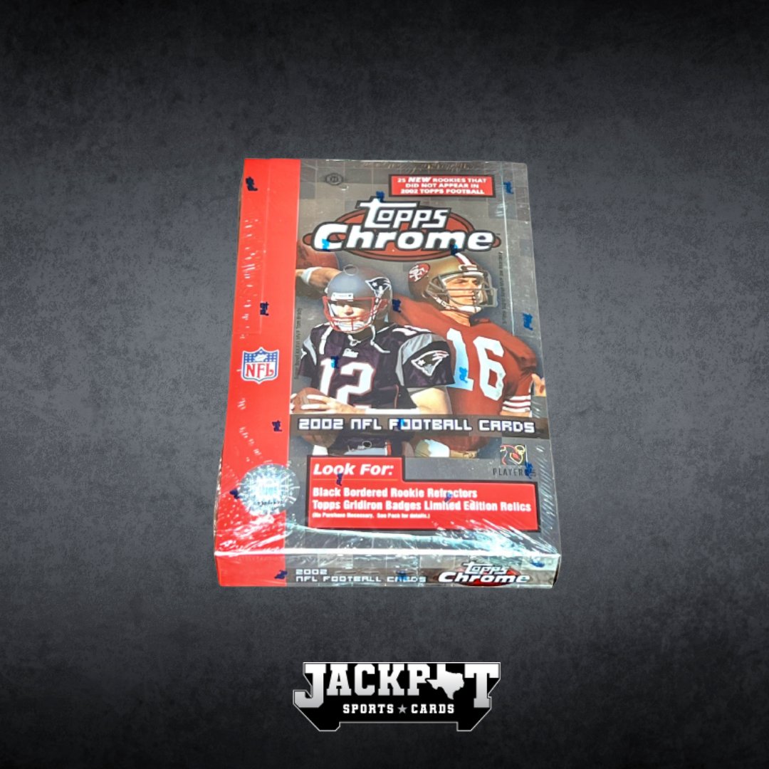 The 2002 Topps Chrome Football Hobby Box consists of 24 packs with each pack containing 4 cards. 
This checklist also features a solid set of rookie cards that includes Ed Reed (HOF), Adrian Peterson, Julius Peppers  and many more. https://t.co/QfTrz2zRY3 https://t.co/KY7tIfcl5s