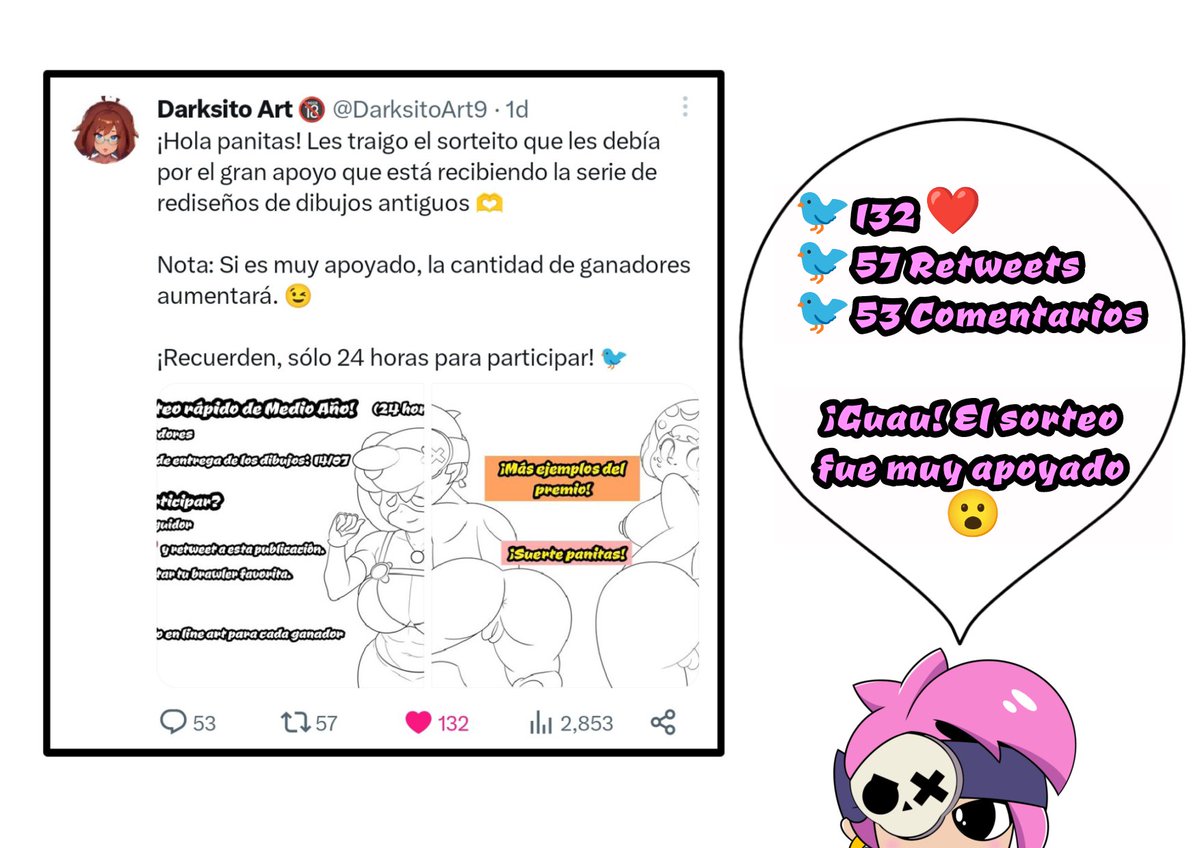 DarksitoArt9's tweet photo. ¡Hola panitas! Hoy Penny Kawaii les trae a los ganadores del sorteo 🤗

1. @JoshGam07865150
2. @beni8040
3. @deibi555
4. @MunozRayd
5. @_G4NG3_ 

Penny fue muy amable al traer a los ganadores, dale las gracias a Penny 🐦✔️ https://t.co/PRjdm3EH93