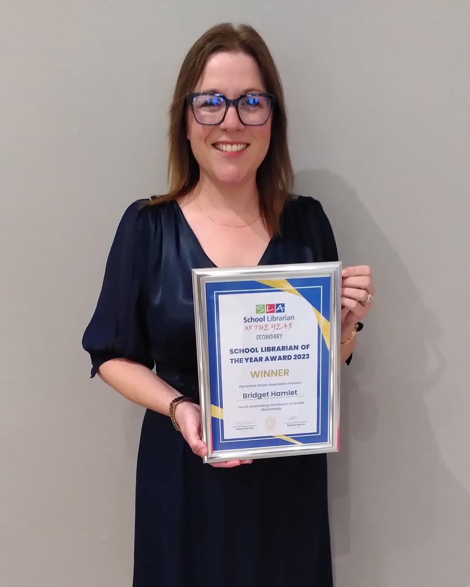 Bridget Hamlet (@hamletbridget) on Twitter photo Overjoyed at being awarded Secondary School Librarian of the Year 2023.
Grateful to <a href="/uksla/">School Library Association (SLA)</a> & sponsor <a href="/OverDriveInc/">OverDrive</a> for making my career dream a reality, and to <a href="/RusheyMeadAcad/">Rushey Mead Academy</a> <a href="/BrookMeadAcad/">Brook Mead Academy</a> <a href="/TMETrust/">The Mead Educational Trust</a> for championing libraries and professional librarians. Overjoyed at being awarded Secondary School Librarian of the Year 2023.
Grateful to <a href="/uksla/">School Library Association (SLA)</a> & sponsor <a href="/OverDriveInc/">OverDrive</a> for making my career dream a reality, and to <a href="/RusheyMeadAcad/">Rushey Mead Academy</a> <a href="/BrookMeadAcad/">Brook Mead Academy</a> <a href="/TMETrust/">The Mead Educational Trust</a> for championing libraries and professional librarians.