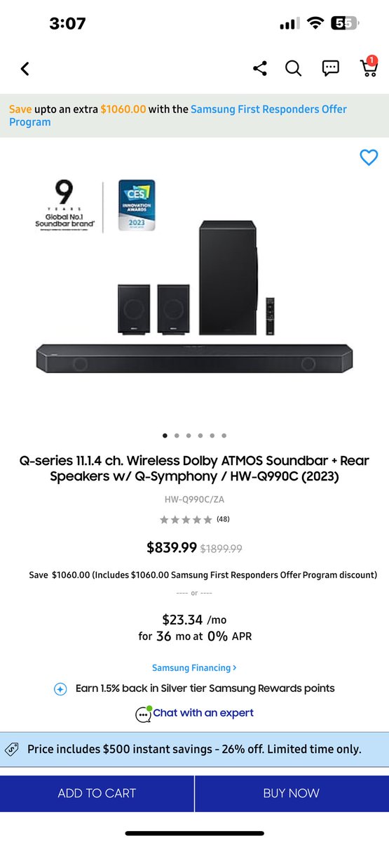 neudof's tweet photo. @SamsungUS refusing to fix their website and honor their pricing… after 2 days of jumping through hoops to purchase… https://t.co/hCRR9emo4T
