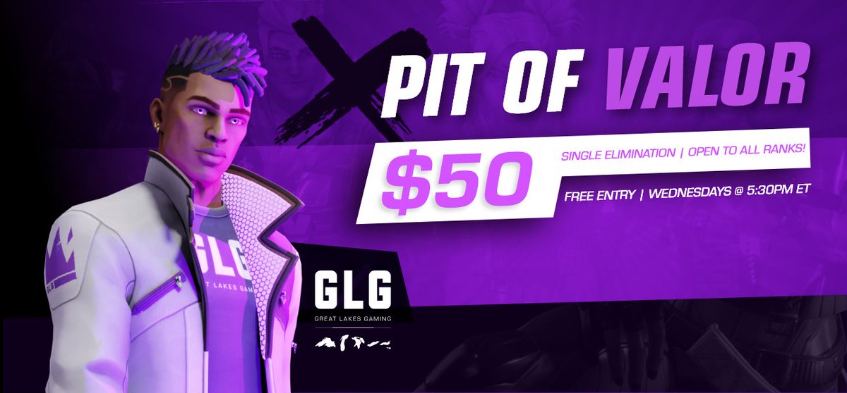 Good luck to the boys in today's GLG, get your $10 XD 

🥶<a href="/DataKillerr/">DataKiller</a>
🥶@detoxfps
🥶<a href="/_jaysheffy/">jayyyyy</a> 
🥶@JibbieBValo 
🥶@cstew412val

<a href="/GLGamingLounges/">GLG | Great Lakes Gaming</a> #PitofValor #Valorant #A7 #asteriseven