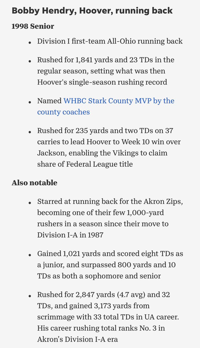 Congratulations to Hoover alum Bobby Hendry (c/o 1999) for being a 2023 inductee to the Stark High School 🏈 Hall of Fame!  🙌🏻