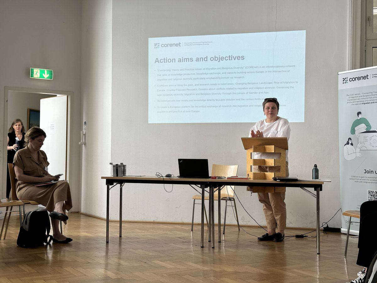 CorenetCost's tweet photo. Today began #COREnet PhD Summer School 2023 at @univienna 🇦🇹!  For 5 days, PhD candidates, early-career researchers and professors  from 19 countries will explore Religious and Non-Religious Narratives on  #Migration 🌍. https://t.co/eIeEkQy8oA