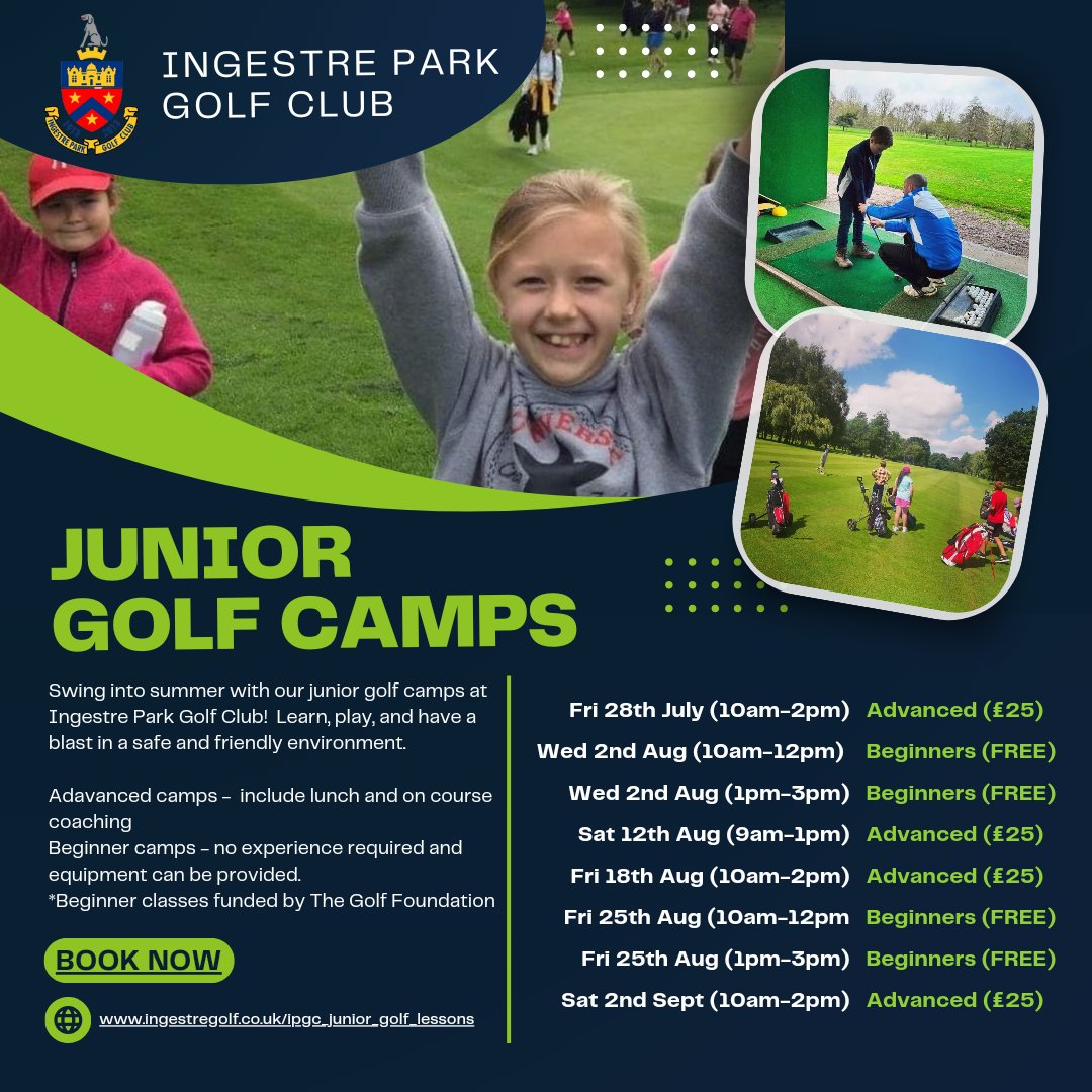 With the Summer Holidays fast approaching, our popular Junior Summer Golf Camps are now open for booking.
🙌⛳️

A selection of camps and dates are available. 

Max 10 per camp, so make sure you book early to secure a place. 

#juniorgolf #growthegame #summercamps #golfcamps