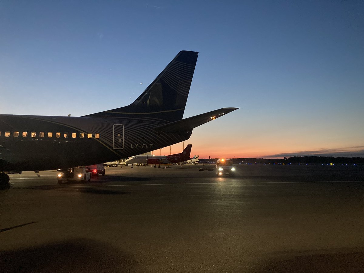 We just landed in Finland, and it looks like there’s a sunrise at midnight
