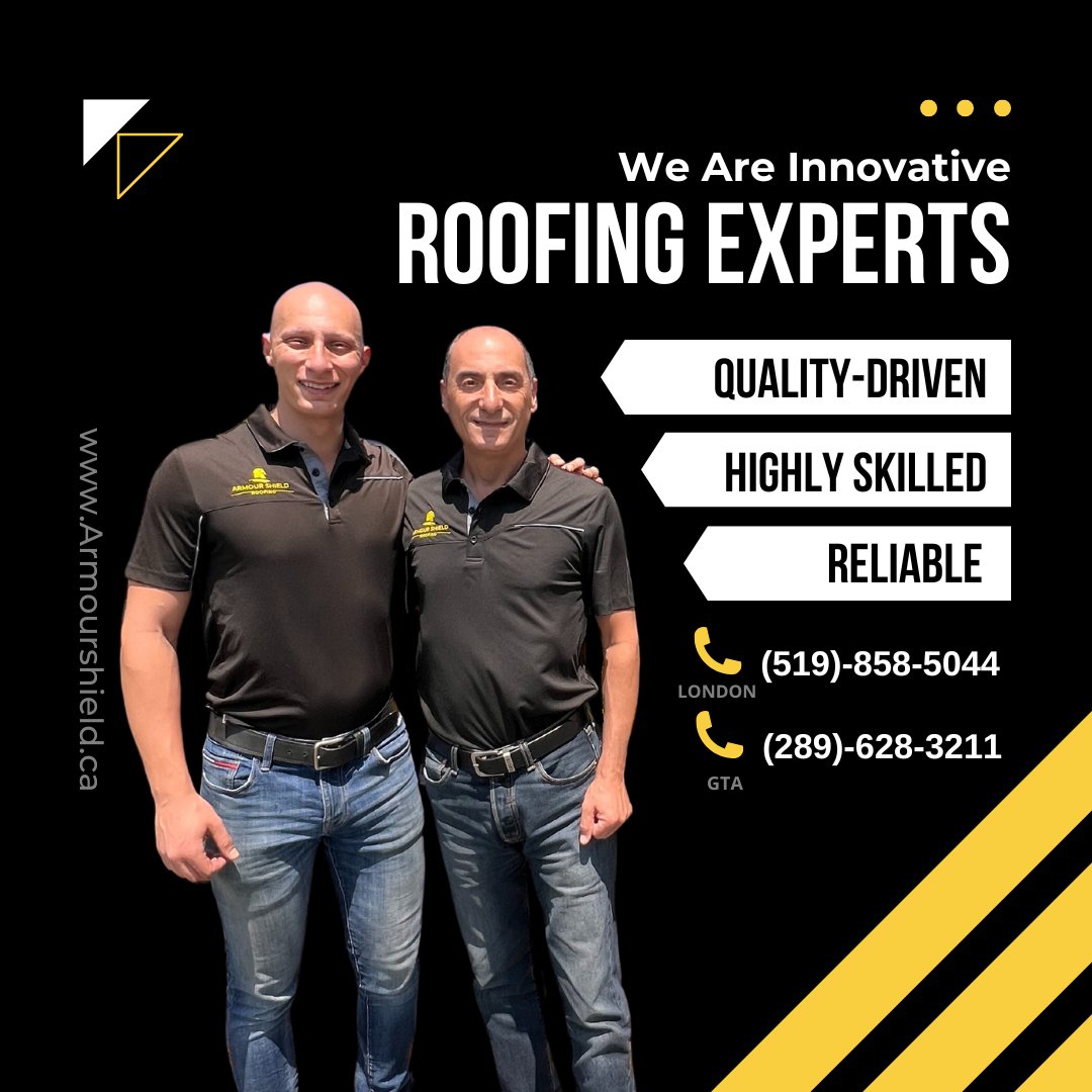 A legacy of passion and integrity: Two generations united in roofing services; delivering peace of mind 💻 armourshield.ca 📞 London: 519-858-5044 📞 Mississauga/Oakville: 289-628-3211 #fatherandson #roofing #construction #renovations #london #mississauga #oakville