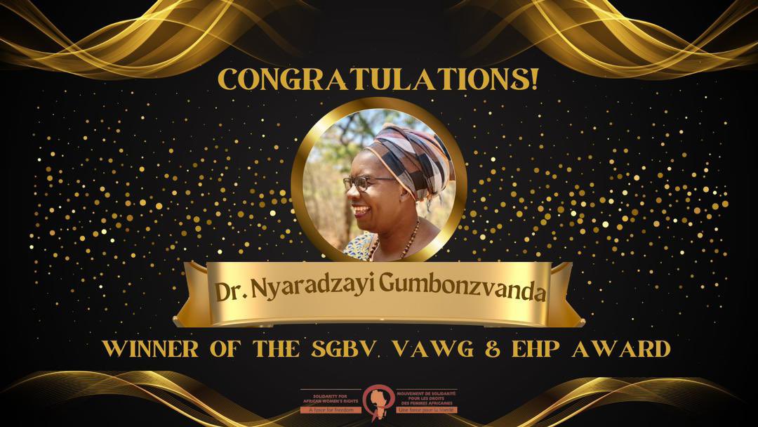 Congratulations to human rights lawyer and the founder of the Rozaria Memorial Trust, Dr Nyaradzayi Gumbonzvanda for scooping  an award at the Solidarity for African Womens Right’s (SOAWR), 20 for 20 Solidarity awards. @vanyaradzayi 
@SOAWR 

identitiesmedia.com/2023/07/12/hum…