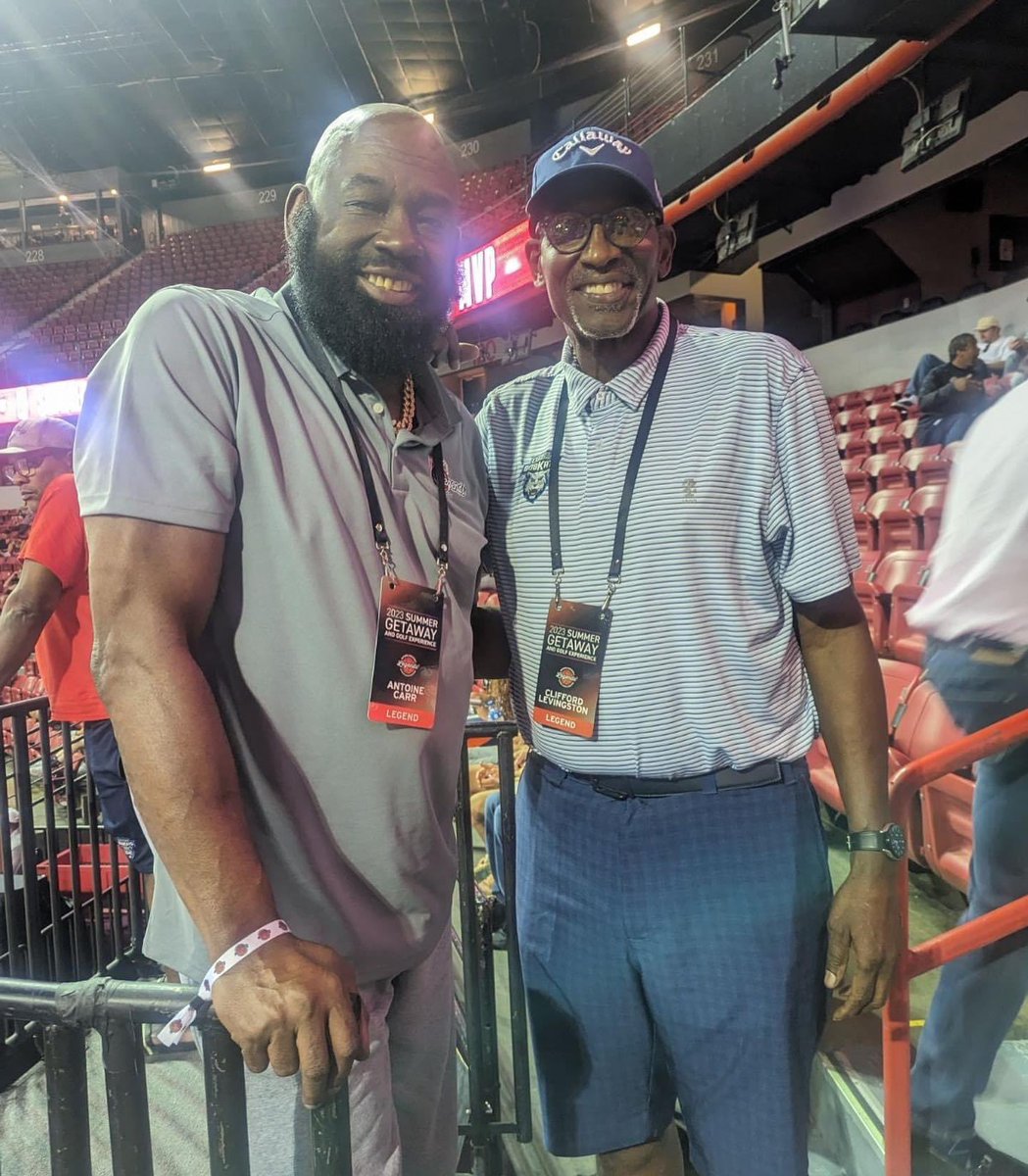 Some four decades later and The Bookends are still standing tall.

"Big Dawg" <a href="/AntoineCarr55/">Antoine Carr</a> and "Good News" Cliff Levingston (@News531L) were a dynamite pairing at Wichita State from 1979-82.

First picture was in 1981 &amp; the last coming today in Las Vegas at NBA Summer League.
