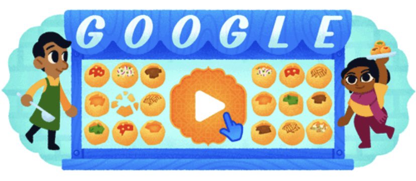NushAndDoza's tweet photo. Today’s Google Doodle is a mini game that celebrates our favorite South Asian street food called Pani Puri and we just had to share! 🤩

https://t.co/2GLvTTGtqT https://t.co/zKxLdLmIYI