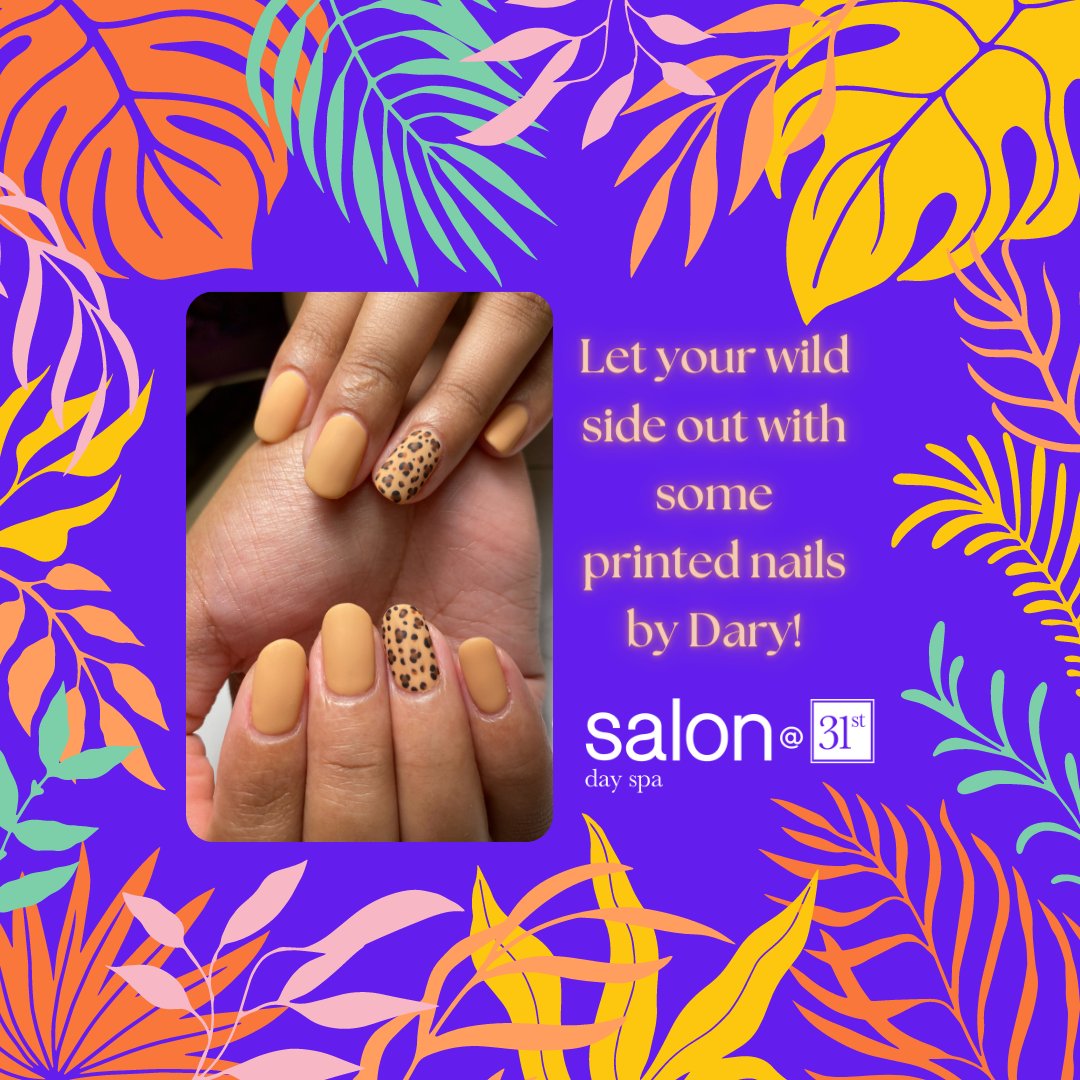 Salon31st's tweet photo. 🐆💅 Get your claws out and rock these fierce cheetah print nails! 🖤 #salon #salon31st #virginiabeach #oceanfront #naildesign #summernails #wild https://t.co/0L6ypbuFYi