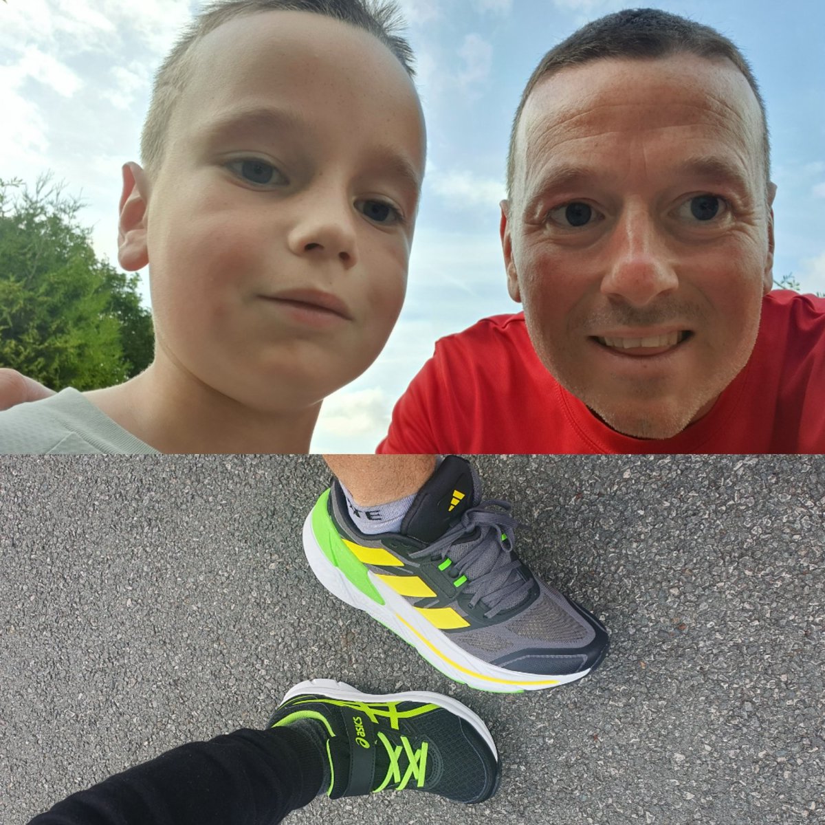 flyboyarch's tweet image. Lad and Dad jog to test drive our new wheels 🏃‍♂️