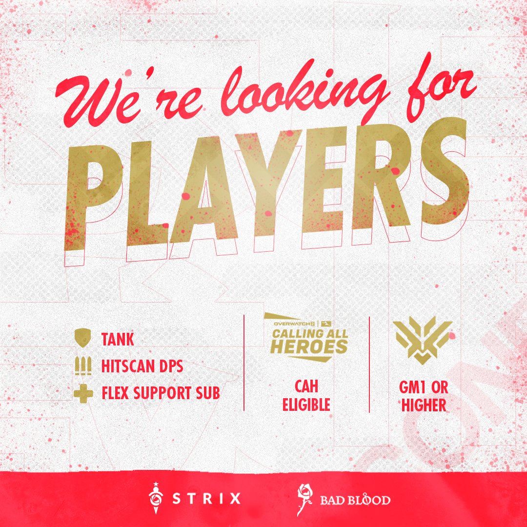 Strix: Bad Blood are looking for our next thorn assassins🌹

If you reach the requirements below, please reach out to wicca. or goldenfire on discord!