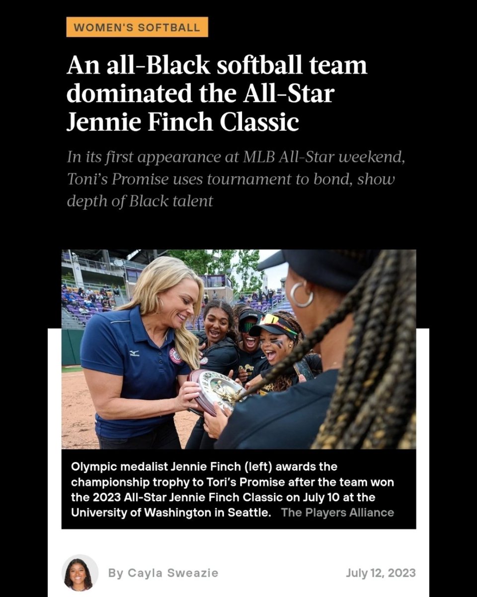 PlayersAlliance's tweet photo. Excellent article on #TonisPromise written by Former HBCU Softball Player @caysweazie for @andscape. Thank you, Cayla and Andscape! Read it here: https://t.co/3NVr5NMstI https://t.co/Hl4WJjqVR4