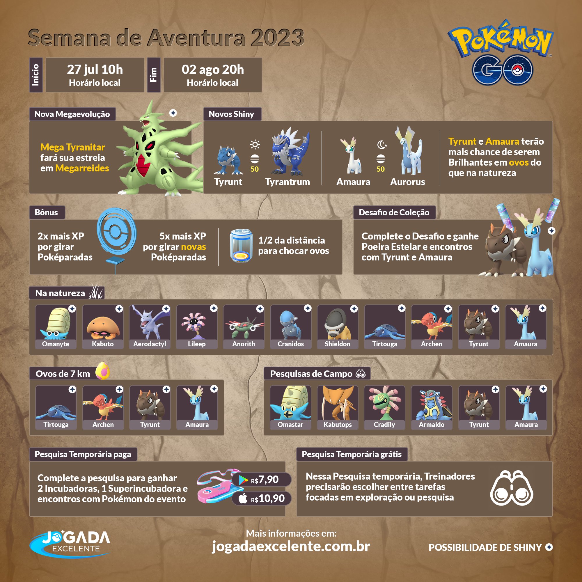 Pokémon Go - Montanhas do poder - datas, horários, Pokémon em