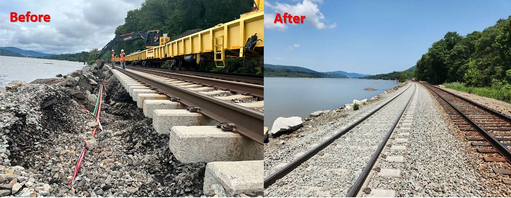 Image showing the Hudson Line before and after Sunday's storm. 