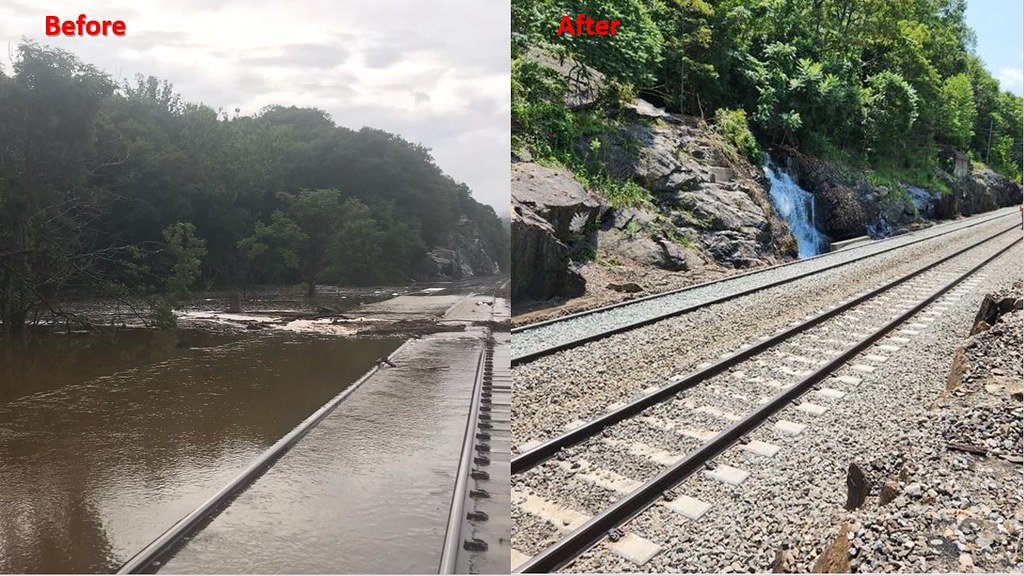 Image showing the Hudson Line before and after Sunday's storm. 