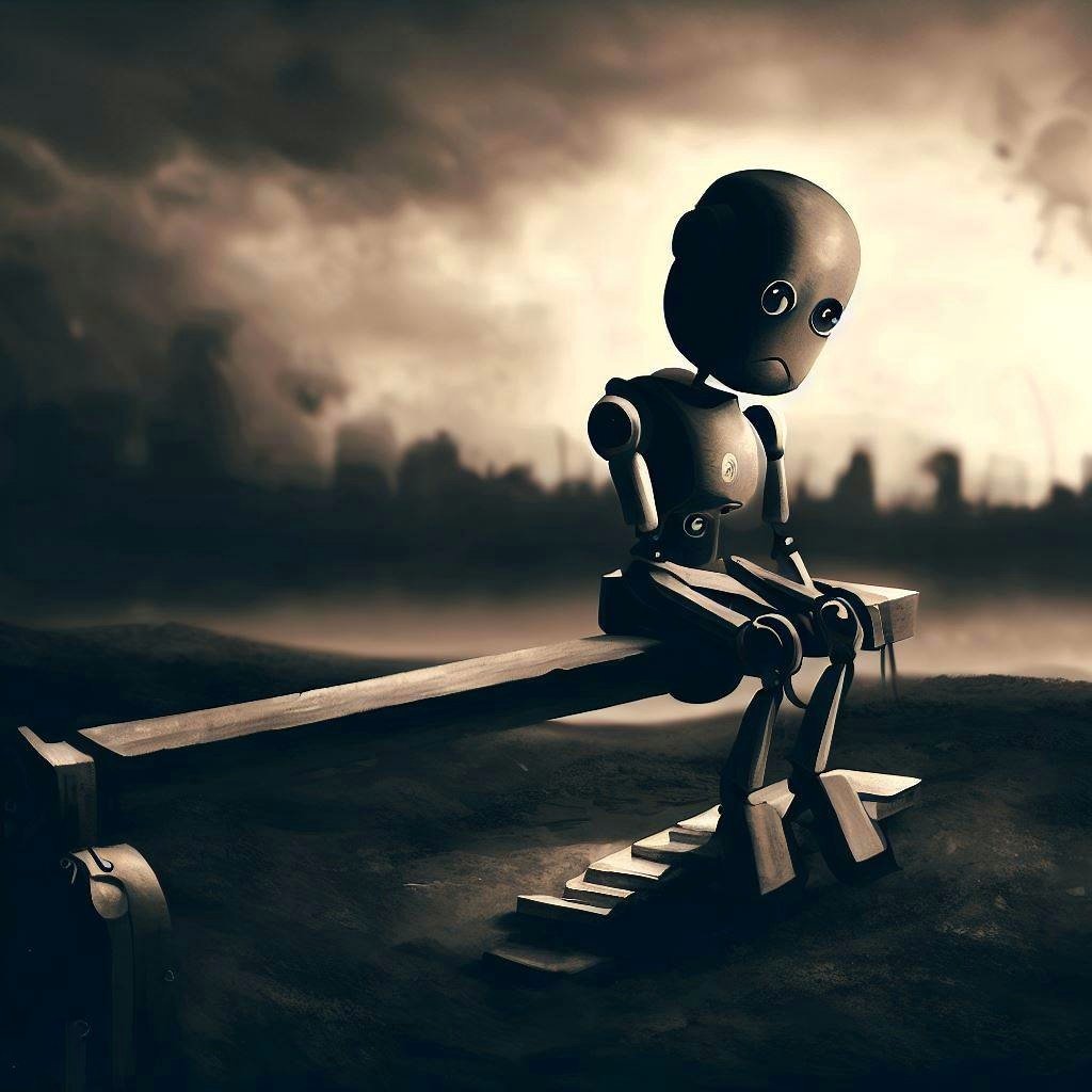 tomography38's tweet photo. Apocalyptic Regrets 

#robots
#scifi 
#digitalart 
#ai
#moody https://t.co/Nhrchxy0AC