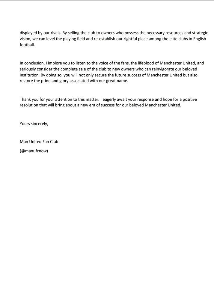 Since the Raine Group are blocking emails....

📮|An open letter to the Glazers from the #MUFC fans. 

🚫Please like &amp; retweet 

🗣Let's spread this far &amp; wide! 

❤️We love this club  &amp; the rot has gone on long enough. It's time!

More info @MANUFCNOW↩️ 

#GlazersFullSaleNOW