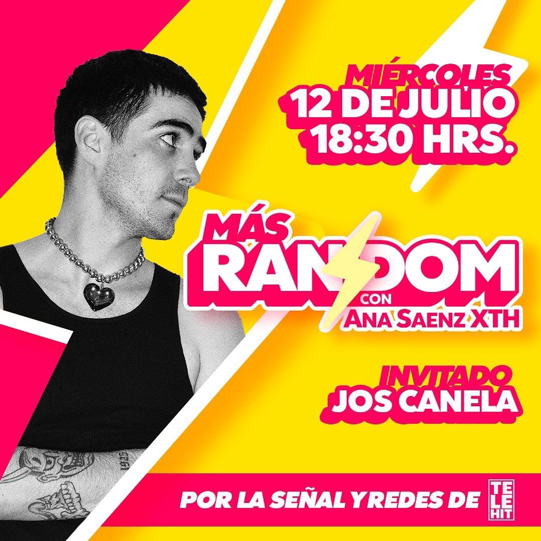 JosCanelaHQ's tweet photo. Jos Stans no se pierdan hoy la participación de @JosDice en #masrandom por @telehit_musica 💥 https://t.co/QVBzbFQchD