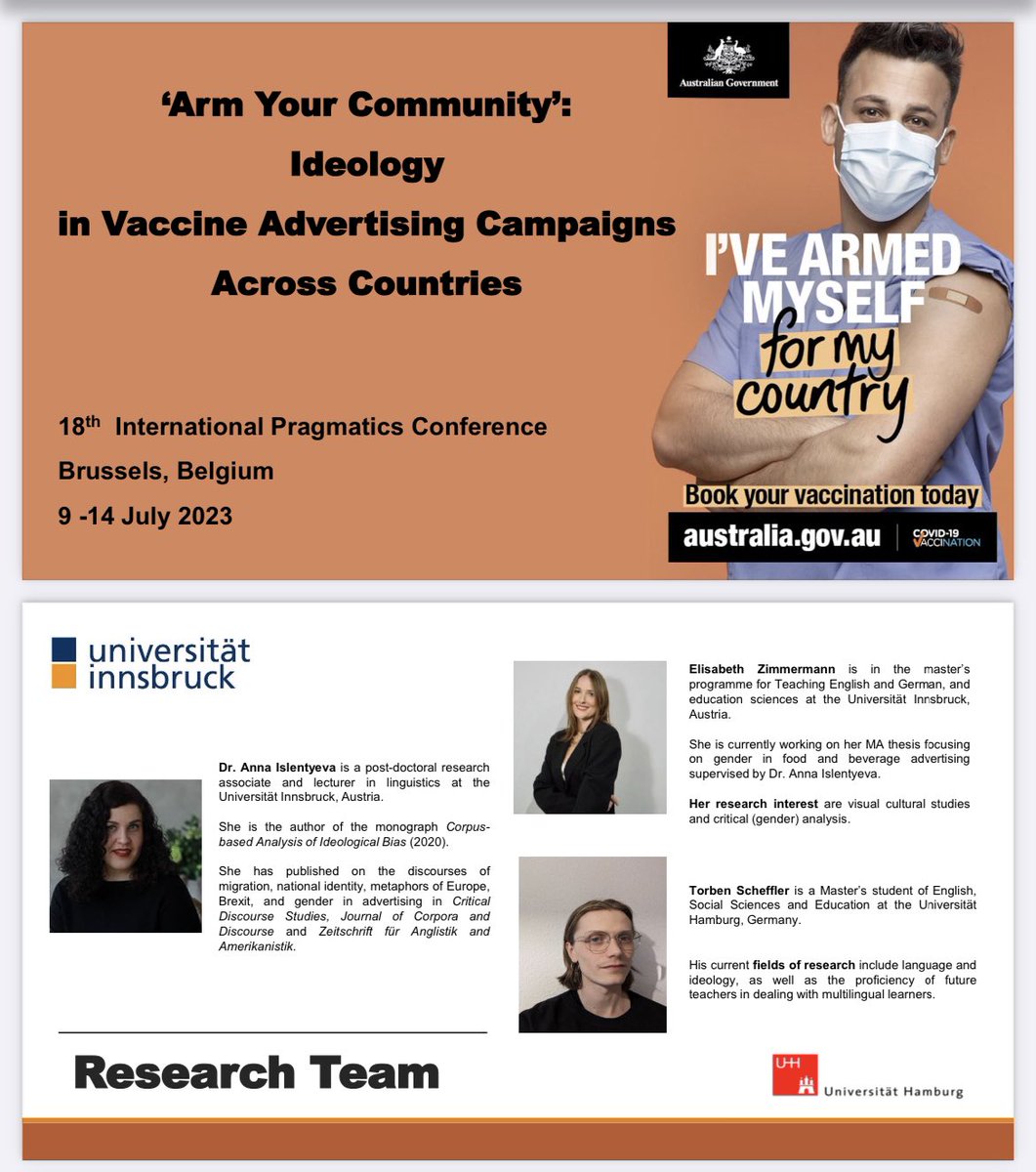 Anna (@hei_anni) on Twitter photo Join us <a href="/Lizzyz98/">Elisabeth Zimmermann</a> tomorrow at 10.30 am for a talk on #ideology in #vaccine #campaigns across countries in the #IPrA2023 panel Multimodality, metaphor, magic; Room: UB5.230 Join us <a href="/Lizzyz98/">Elisabeth Zimmermann</a> tomorrow at 10.30 am for a talk on #ideology in #vaccine #campaigns across countries in the #IPrA2023 panel Multimodality, metaphor, magic; Room: UB5.230