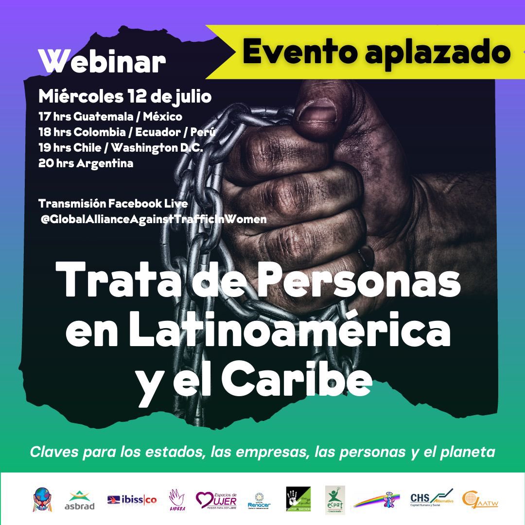 LIBERA_ONG's tweet photo. ➡️ Aplazaremos nuestro webinar donde conversaremos sobre trata de personas en Latinoamérica y el Caribe y algunas claves para los Estados, las empresas y las personas.

📆 Próximamente les confirmaremos la fecha y la hora por este medio ‼️

Mantente atentx a nuestras redes ☝️ https://t.co/peOrFxVGDc