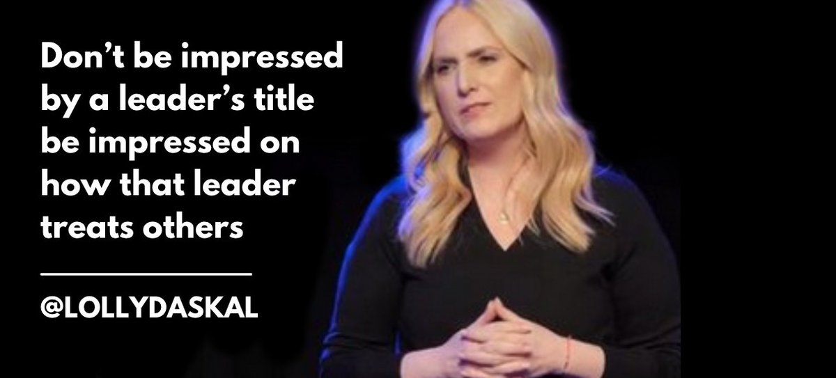 Don’t be impressed by a leader’s title
be impressed on how that leader treats others
~<a href="/LollyDaskal/">Lolly Daskal</a> bit.ly/3AlMy0Y #Leadership #Management #TEDTALK #Tedx #Speaker
