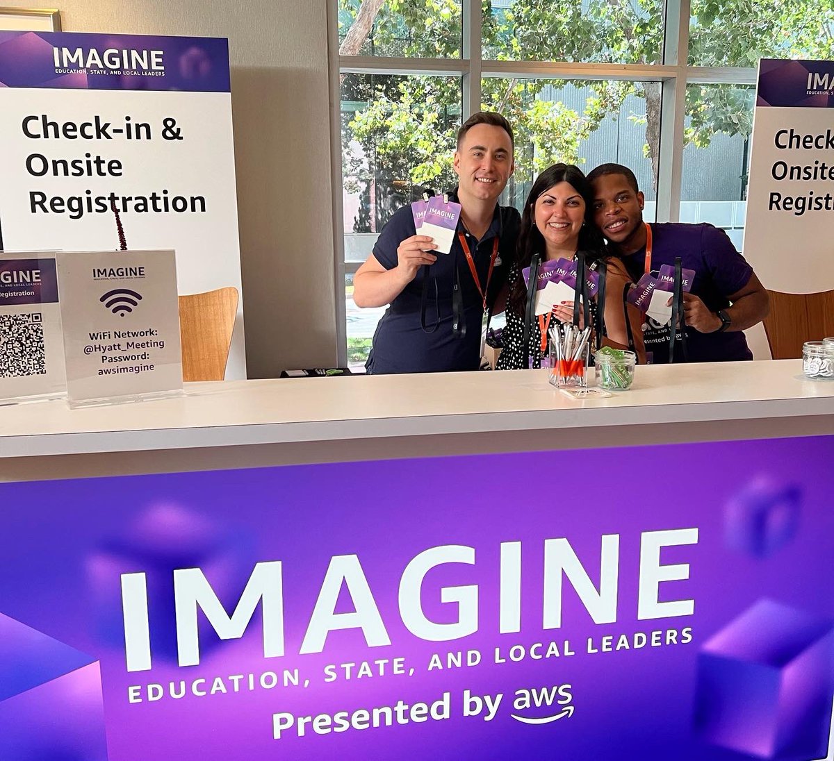 SarahStorelli1's tweet photo. #AWSIMAGINE highlights! 💜🧡🤍 Great to see so many customers and colleagues — especially the #CalPolyProud @CalPoly and @CalPolyCCI team (@dustindebrum and @Chinichian) 💚🐎💛!! #AWSisHow #GoMustangs #IMAGINEthat 🎊🚀💡🌸🌺 https://t.co/iXO9TnCe3M