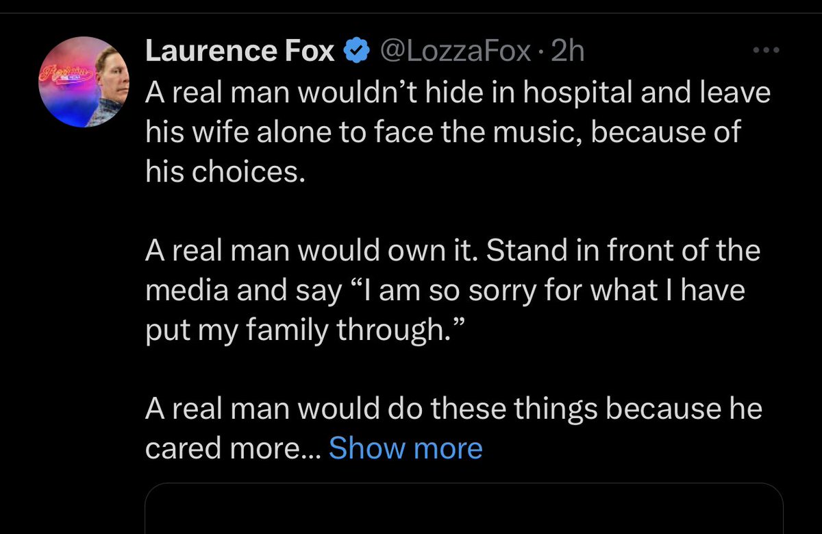 Suicide is the biggest cause of death in men under 50 in the UK. This type of rhetoric is reckless and shows that @lozzafox doesn’t care about people, it’s all self promotion.