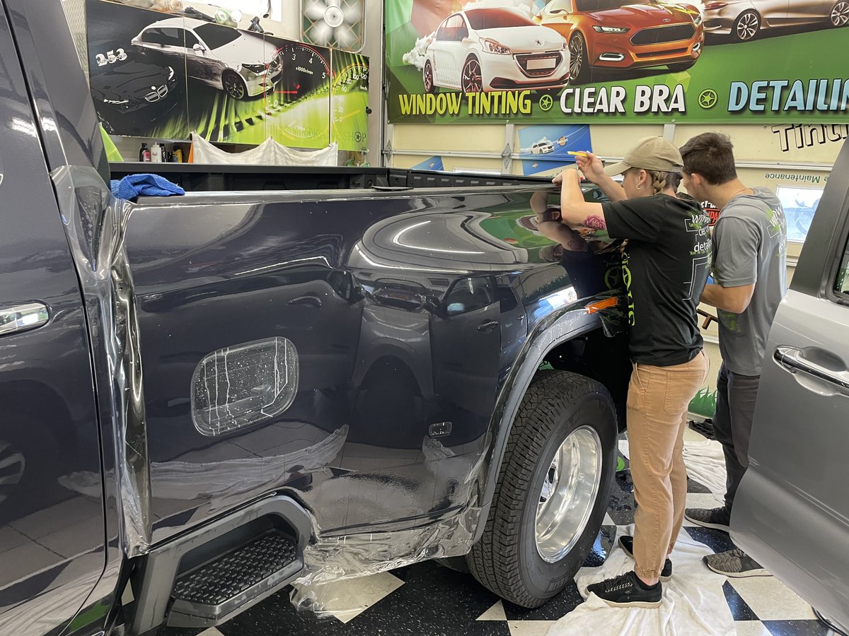 TheSpokaneSHOP's tweet image. We have had this beauty with us to do complete clear bra coverage for three days and we'll be sad to see it go :( Our customer Eric wanted a seamless look and we made it happen! #PPF #ClearBra #GMC #Sierra #Denali