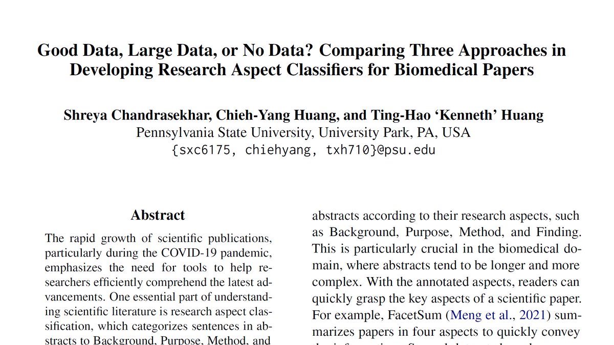 windx0303's tweet image. Since we launched the CODA-19 dataset (~11k abstracts) &amp;amp; task, we keep hearing one question: *Have you tried PubMed 200k RCT?*

Yes, we did! (We also tried LLMs!)

At #ACL2023NLP #BioNLP workshop on Thur, @appleternity will present results at 2-5:45pm on-site poster session. 1/🧵