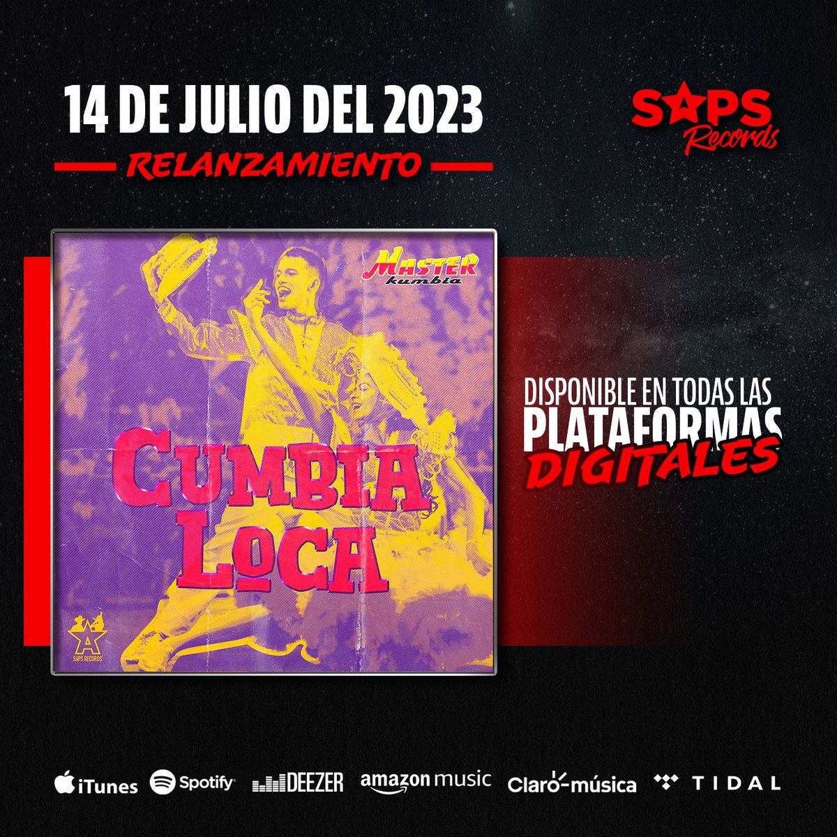 ¡Masterkumbieros no se pierdan el relanzamiento de "Cumbia Loca" en todas las plataformas digitales!
Presave: onerpm.link/515692893515