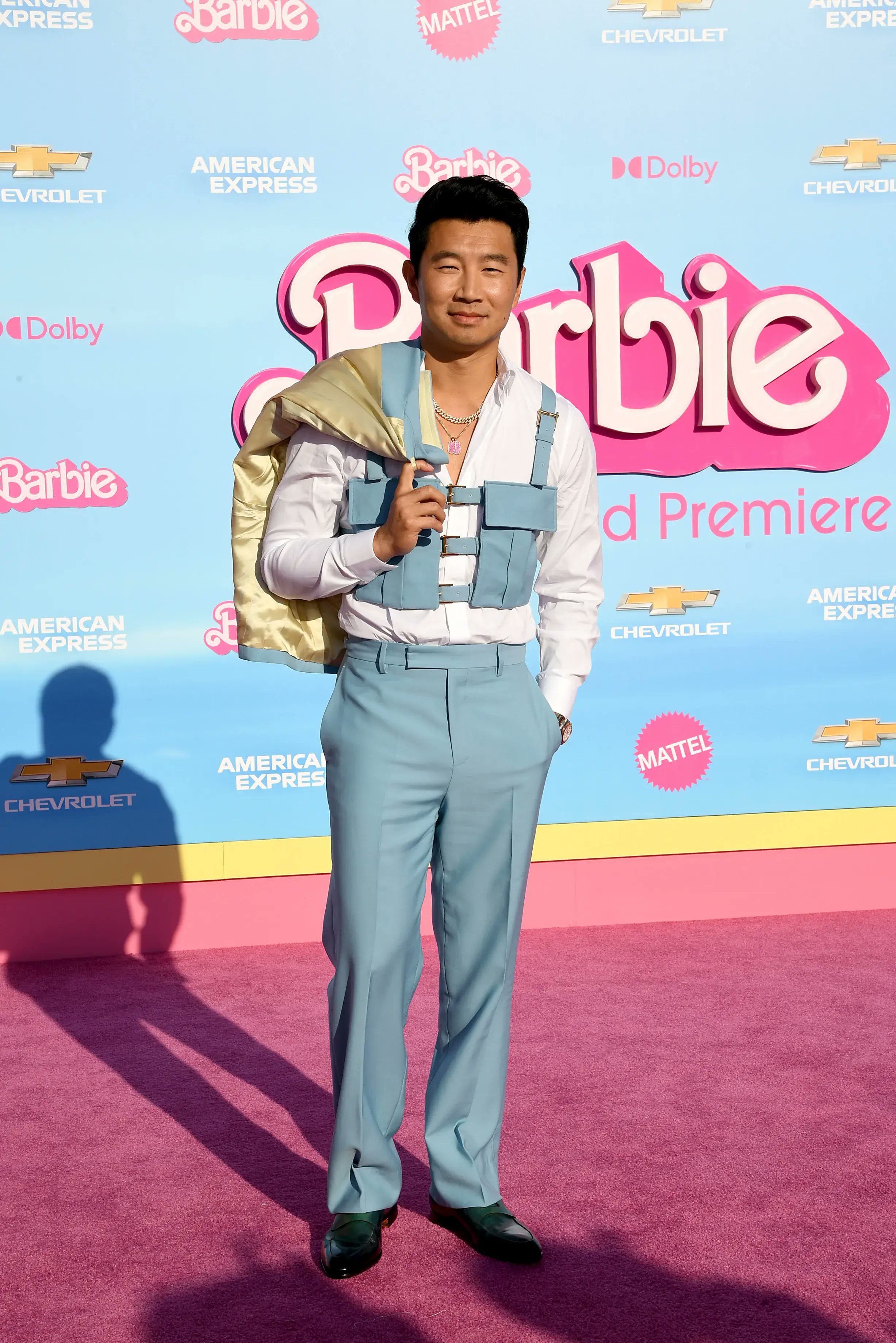 GQ Magazine on X: Simu Liu brings out the big guns at the #Barbie premiere  in London   / X