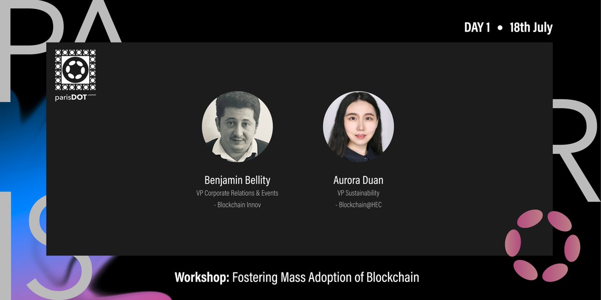 ParisDOT.Comm (@paris_dot_comm) on Twitter photo 📅 12:05 - 12:30
🛠 Workshop Fostering Mass Adoption of Blockchain
👥 Benjamin Bellity - <a href="/InnovBlockchain/">Blockchain Innov #Web3 #CryptoActifs #Tokens #NFT</a>
👥 <a href="/DuanAurora/">Aurora_Impactopia</a> - <a href="/BlockchainatHEC/">Blockchain@HEC</a> 📅 12:05 - 12:30
🛠 Workshop Fostering Mass Adoption of Blockchain
👥 Benjamin Bellity - <a href="/InnovBlockchain/">Blockchain Innov #Web3 #CryptoActifs #Tokens #NFT</a>
👥 <a href="/DuanAurora/">Aurora_Impactopia</a> - <a href="/BlockchainatHEC/">Blockchain@HEC</a>