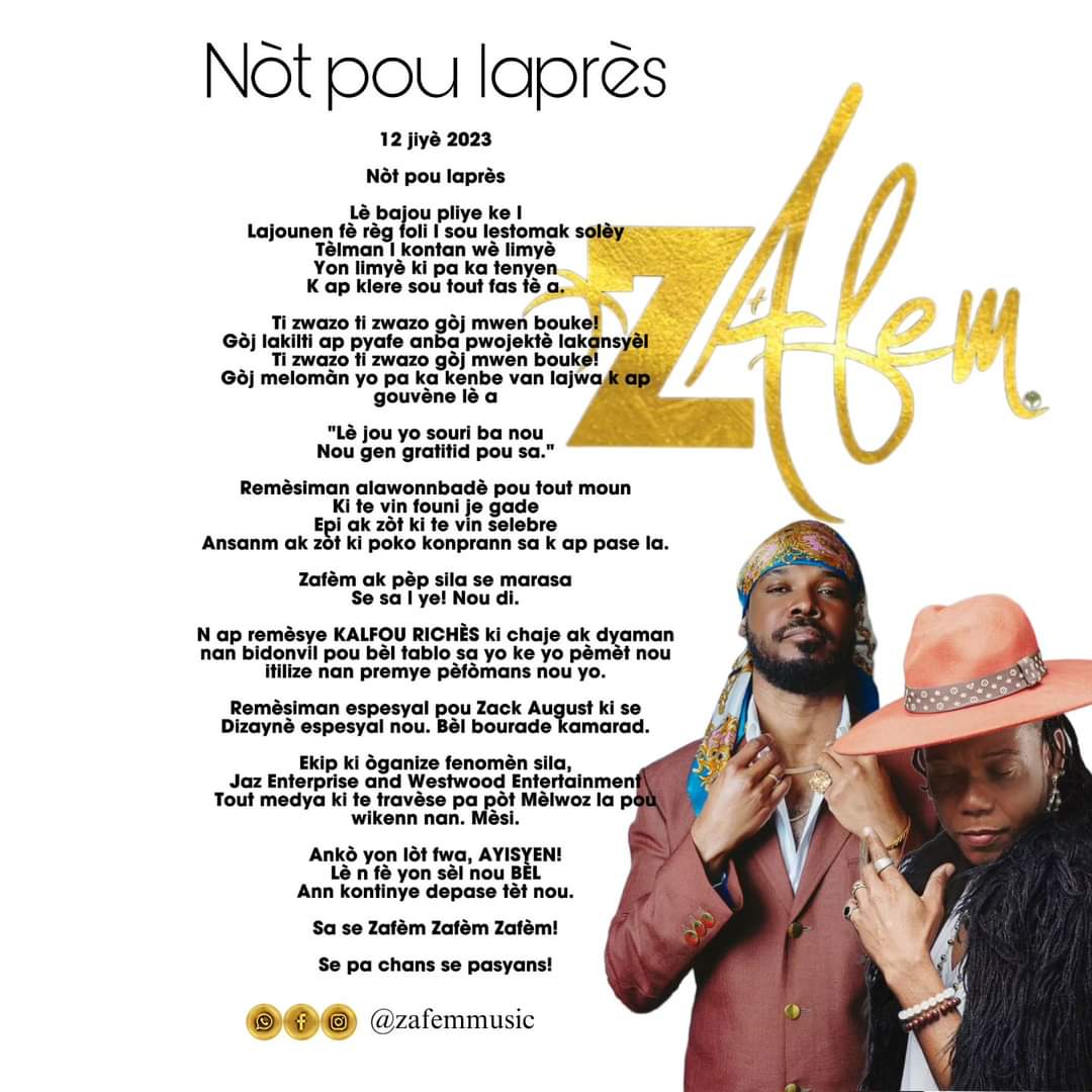 rythmes_509's tweet photo. Une note de l'équipe de @zafemmusic. https://t.co/kX5XISMNBN