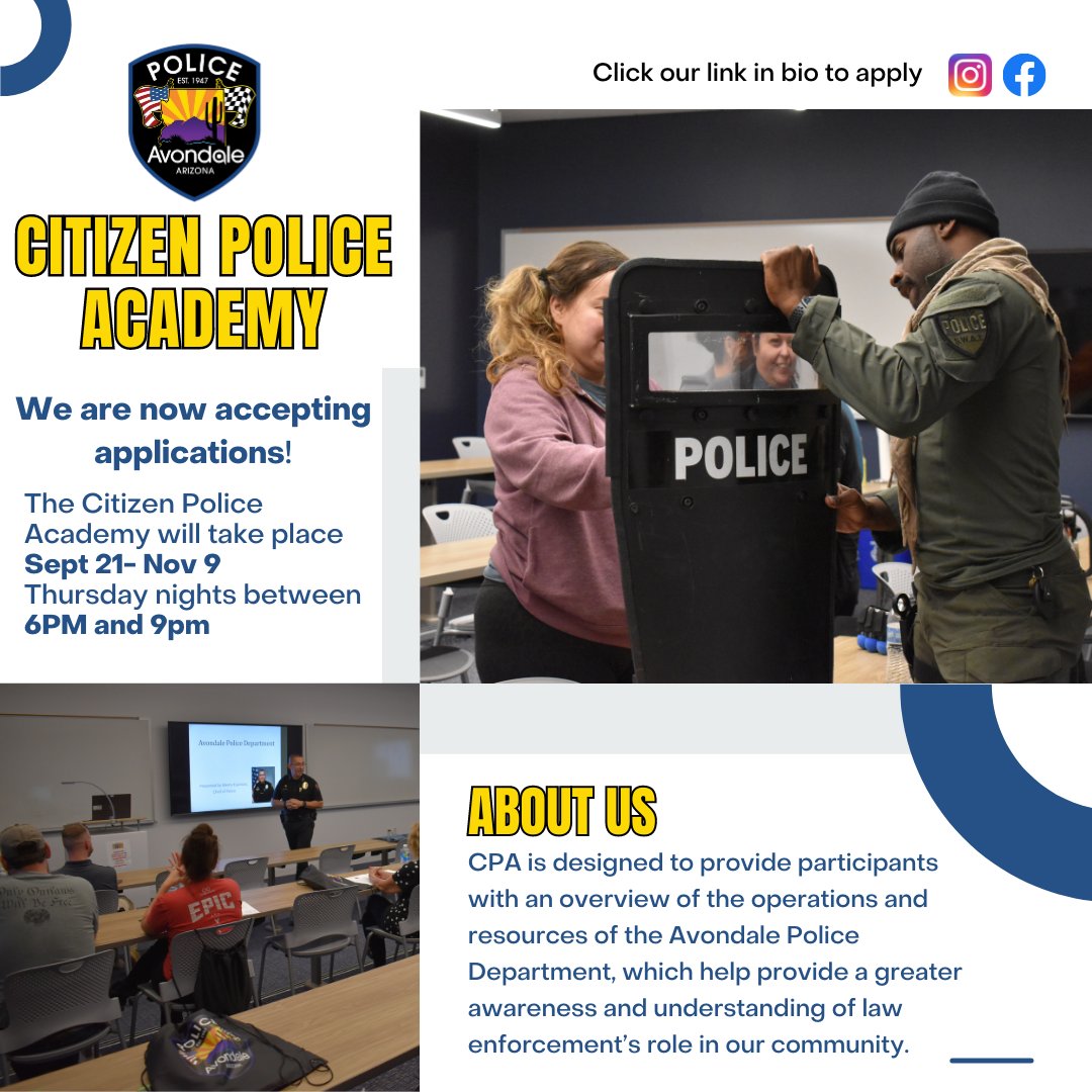 Click here to apply: 
avondaleaz.plumsail.io/786a9e6b-2c59-…
Visit our website for more details: 
avondaleaz.gov/government/dep…