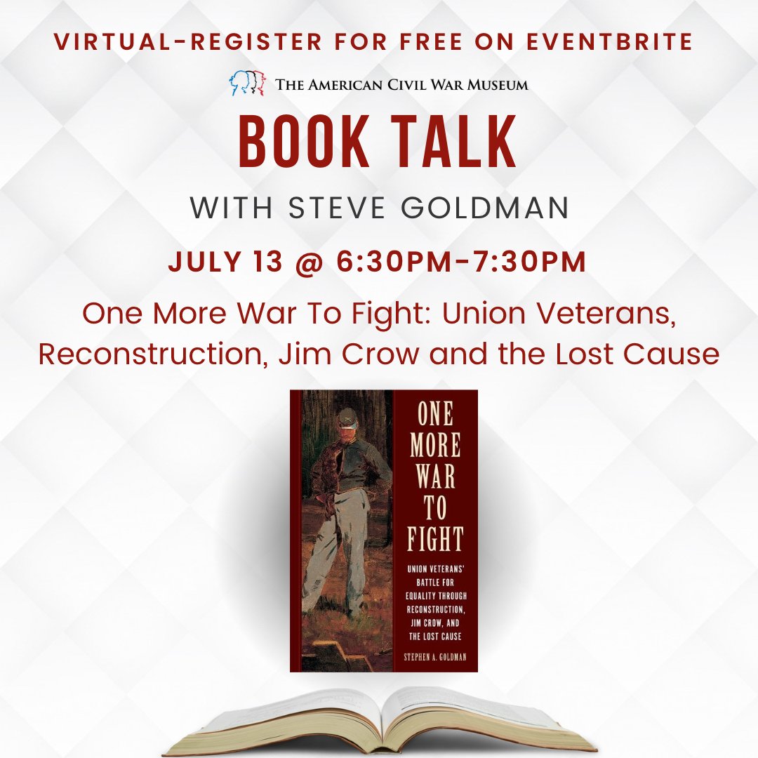Last Call for our next virtual Book Talk on July 13th! - Don't miss out! Register now for FREE on Eventbrite 🎟️: bit.ly/44arKX2 Join us virtually with Steve Goldman as he delves into the federal law under which the Virginia legislature commissioned the Lee figure.