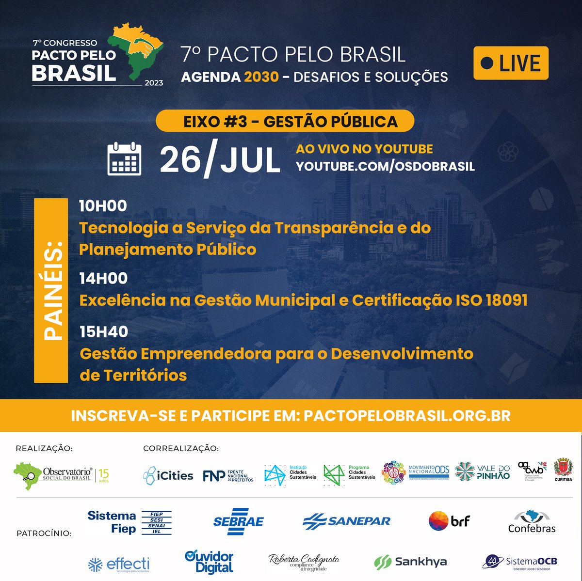 osbrasil's tweet photo. Vamos Decolar... 💨💥🚀

EIXO #3
GESTÃO PÚBLICA conectada aos ODS e AGENDA 2030

INSCRIÇÃO GRATUITA com CERTIFICADO... LEIA MAIS:
https://t.co/9ED0xDvwiW https://t.co/Ig3PAxspJg