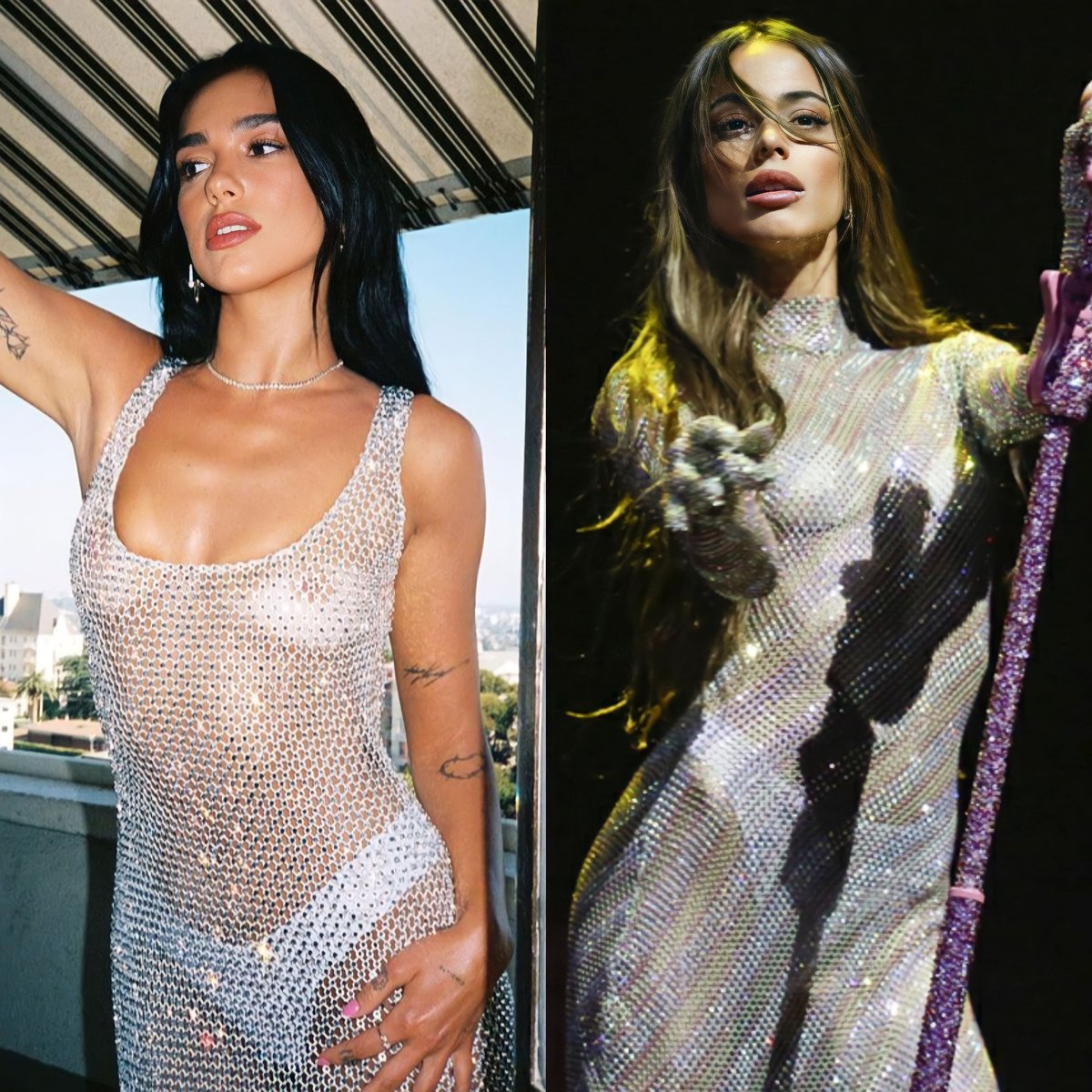 centraltini_'s tweet photo. Durante a premiere mundial de "Barbie" em Los Angeles, California, Estados Unidos, Dua Lipa usou uma roupa parecida com a que TINI usou para a performance nos "Premios Gardel 2022". https://t.co/gmPgkR1IO9